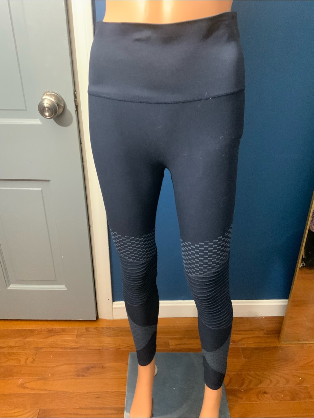 SPANX Navy Blue Textured High-Waist Leggings